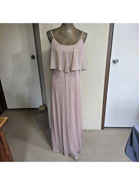 Show Me Your Mumu Small Bridesmaid Maxi Dress Metallic Pink Lurex Empire Waist